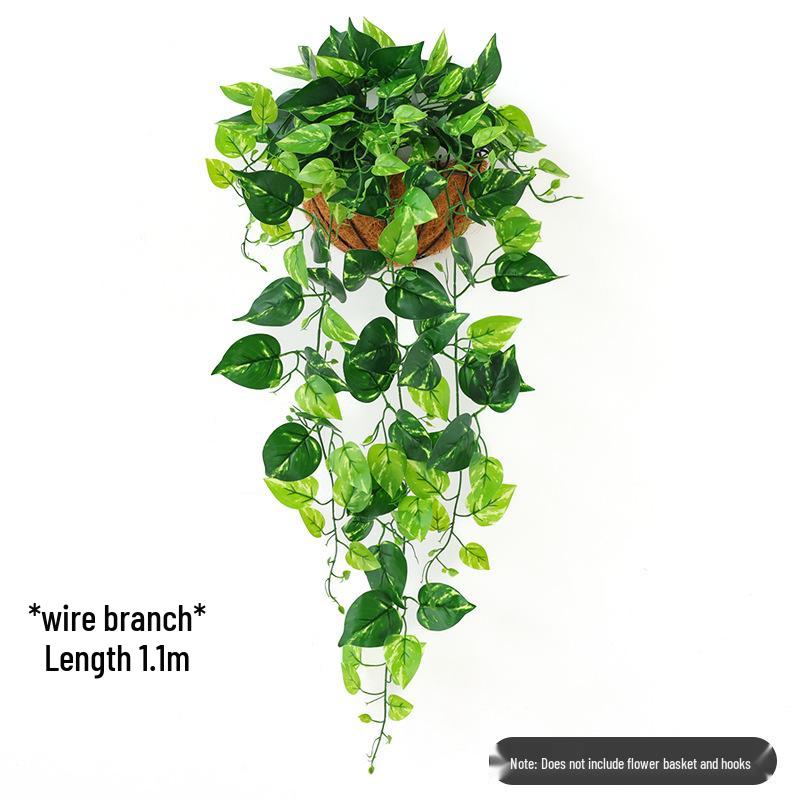 Pothos Wall Hanging Decoration: Trailing Artificial Vines & Spider Plant Basket for Indoor Use