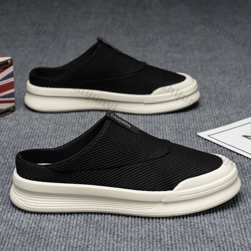 Fashion Men's Half Slippers 2025 Summer New Mesh Breathable Fashion Slip On Baotou Sandals Lightweight Comfortable Outdoor Casual Flats