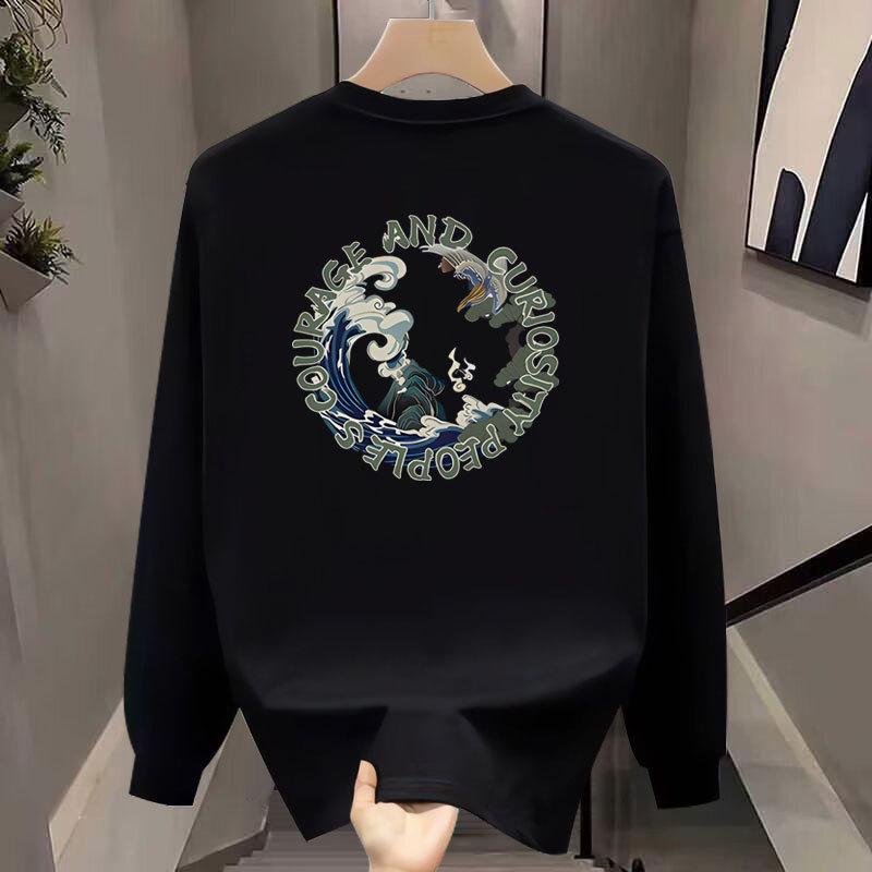 Heavy Trendy Brand Cotton T-Shirt Long-Sleeved Men'S Bottoming Shirt Trendy Autumn And Winter Men'S And Women'S Crew Neck Sweater