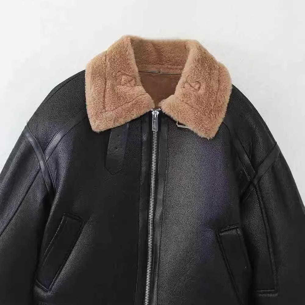 2026 Autumn and Winter New Fashion Zipper Versatile Fur Integrated Lamb Wool Jacket Women