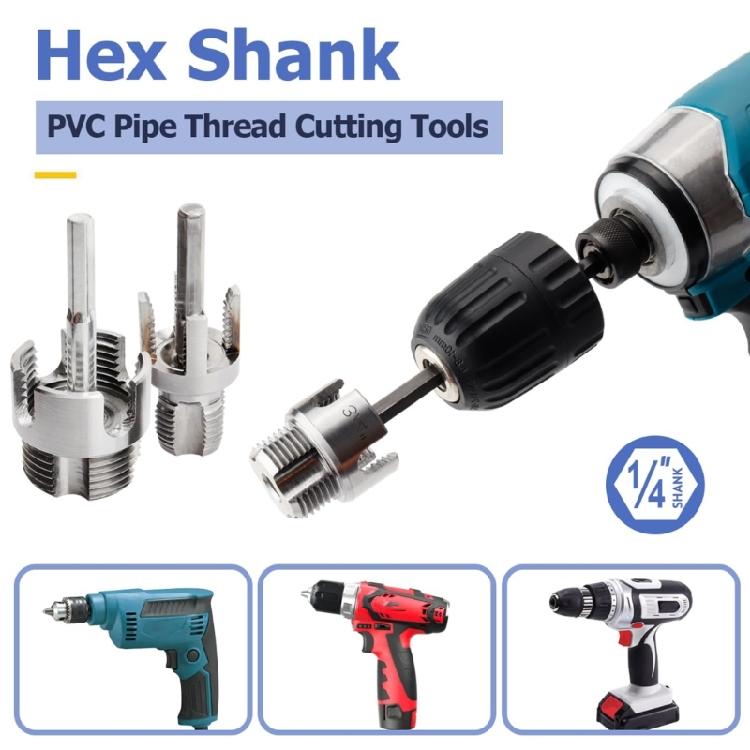 Pipe Thread Cutting Tool,Pipe Threading Tool for Internal & External PVC Plastic Pipe 1/2" 3/4" Pipe Threader