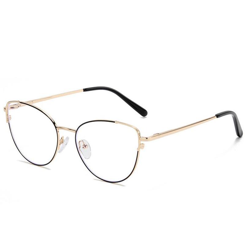 Vision Glasses Female Eyewear Cateye Blocking 0 Alloy Spectacle Metal Feminine Design Spectacle Stylish To Optical Ladies -6.0 Elegant Myopia Sexy