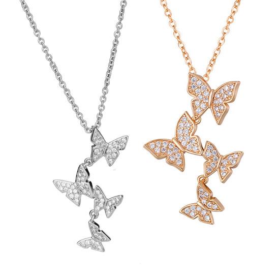 Butterfly Pendant Necklace Women Rhinestone Butterflies Necklace Elegant Clavicle Chain Birthday Anniversary Gift for Her