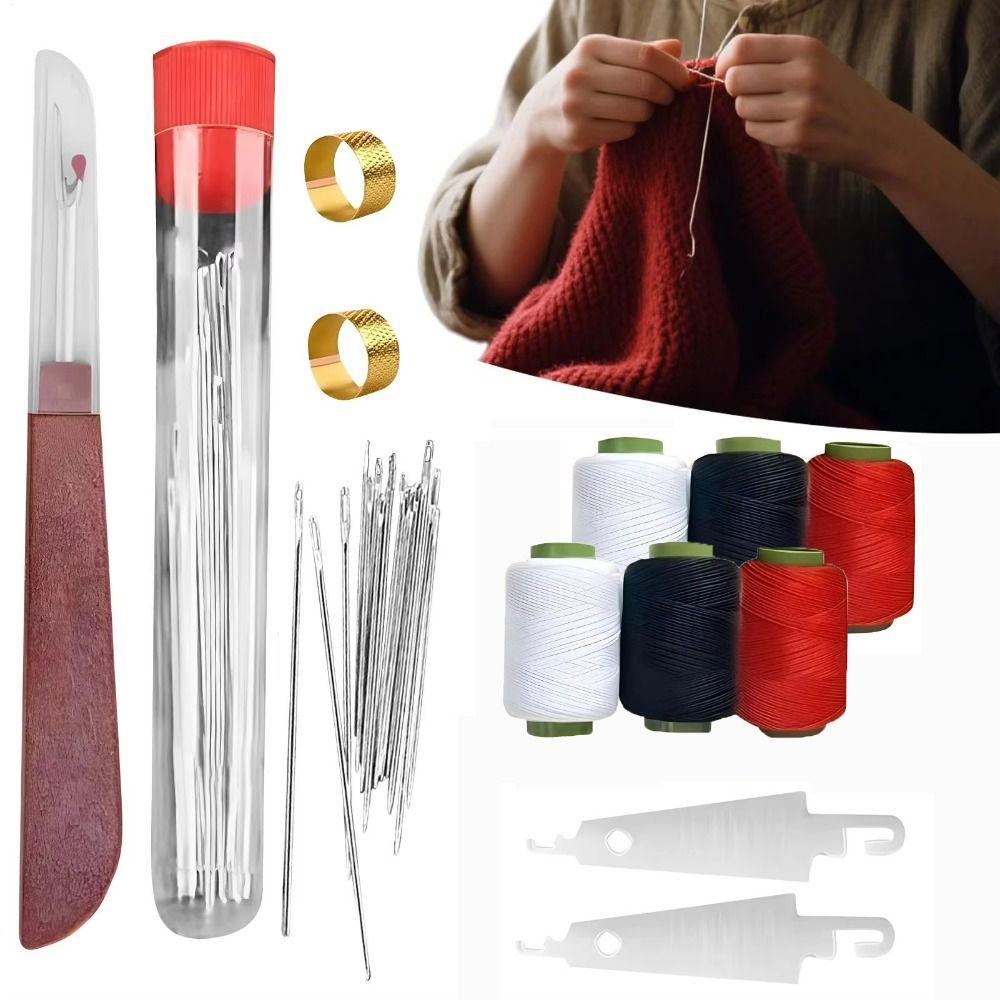 37PCS Large Eye Steel Sewing Tool Set Stainless Steel Manual Sewing Tool Kit Quilt Sewing