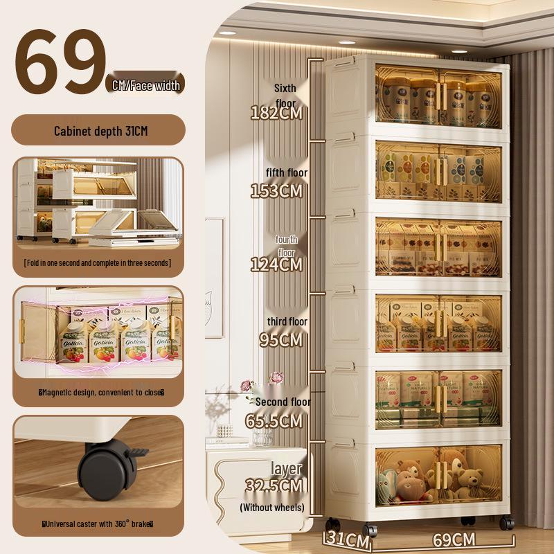 Multi-layer Folding Plastic Storage Cabinet: Shoe, Toy, and Medicine Organizer for Living Room