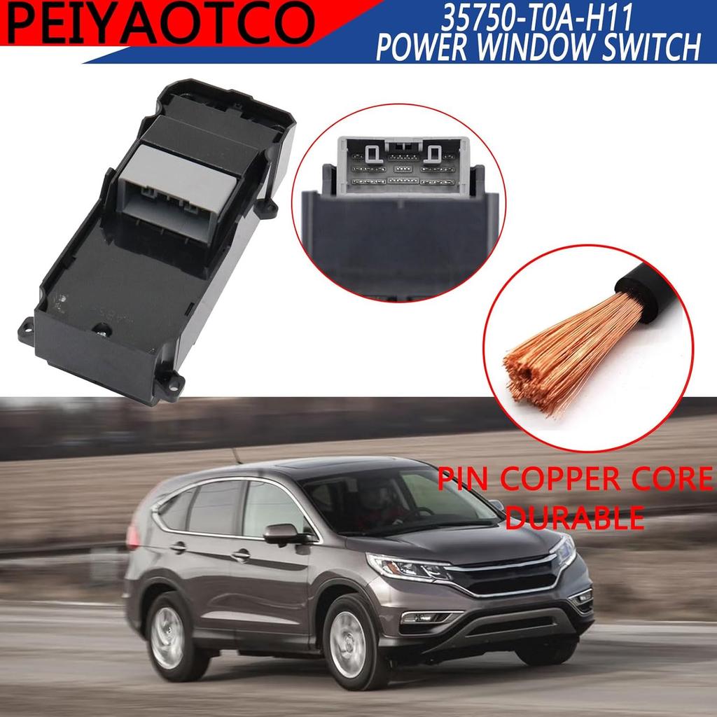 Power Window Switch Driver Side - Master Window Switch 24 Pins Fit for 2014-2017 Honda CR-V Replace# 35750-T0A-H11 35750-T0A-A11