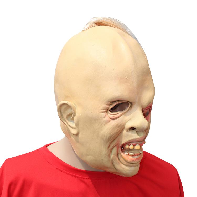 Halloween horror mask, cross-eyed monster, scary latex headgear, party, bar, escape room, performance prop