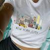 NYC Skyline T-Shirt Hand Drawn Manhattan Souvenir Statue of Liberty Tee Gift