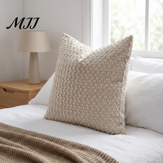 Invisible Zipper Pillow Protector Bubble Corduroy Throw Pillowcase, Decorative Square Cushion Cover, Soft Skin Friendly Bedside Pillows Textured Cover