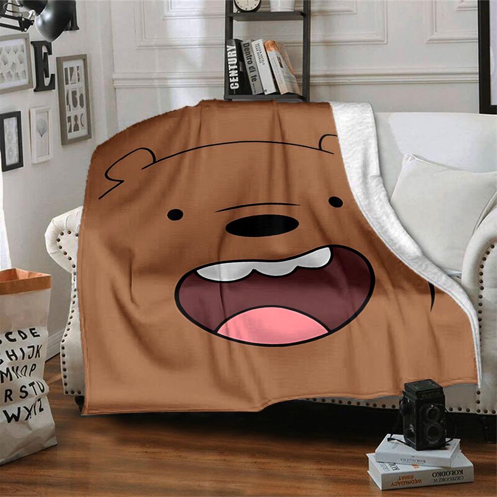 1pc We Bare Bears Flannel Throw Blanket Lightweight Soft Warm All Season Blanket for Sofa, Bed, Travel,L1028064