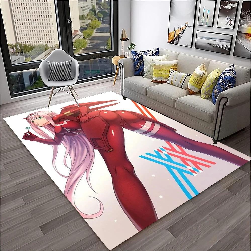DARLING In The FRANXX Cartoon Zero Two Sexy Girl Carpet Rug for Home Living Room Bedroom Sofa Doormat Decor,Non-slip Floor Mat