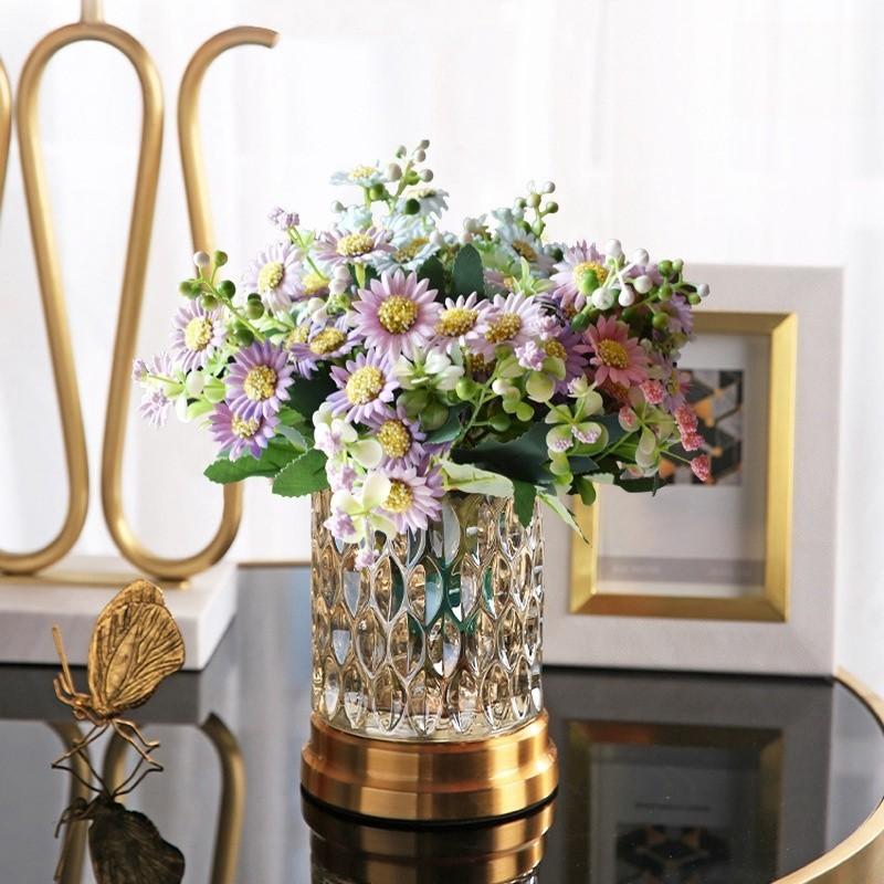 New Internet Celebrity Chamomile 15 Head Simulated Chamomile Daisy Photography Props Wedding Soft Decoration Fake Flowers Living Room Decoration