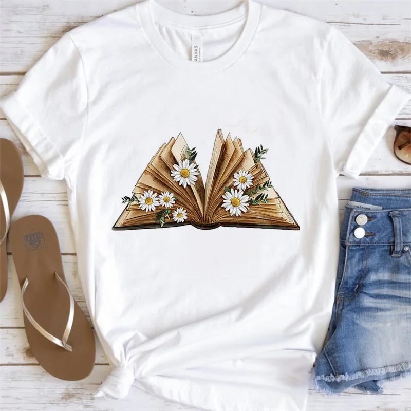 Womens Shortsleeved Tshirt Fashion Book Print Base Shirt Graphic T Shirts  Harajuku  Aesthetic Clothes