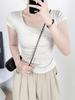 Cotton Short Sleeve T Shirt For Women With Pleated Design For Spring Summer Casual Wear