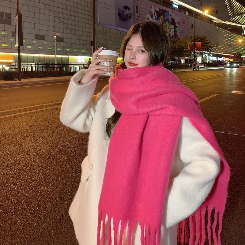 New Solid Color Imitation Cashmere Scarf for Women Candy Color Soft Student Couple Warm Scarf Shawl
