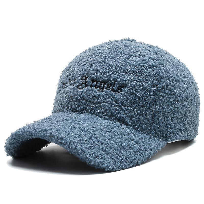 Thickened Lamb Wool Baseball Cap - Korean Version, Embroidered Duckbill, Small Face, Teddy Fleece, Warm Winter Hat for Women