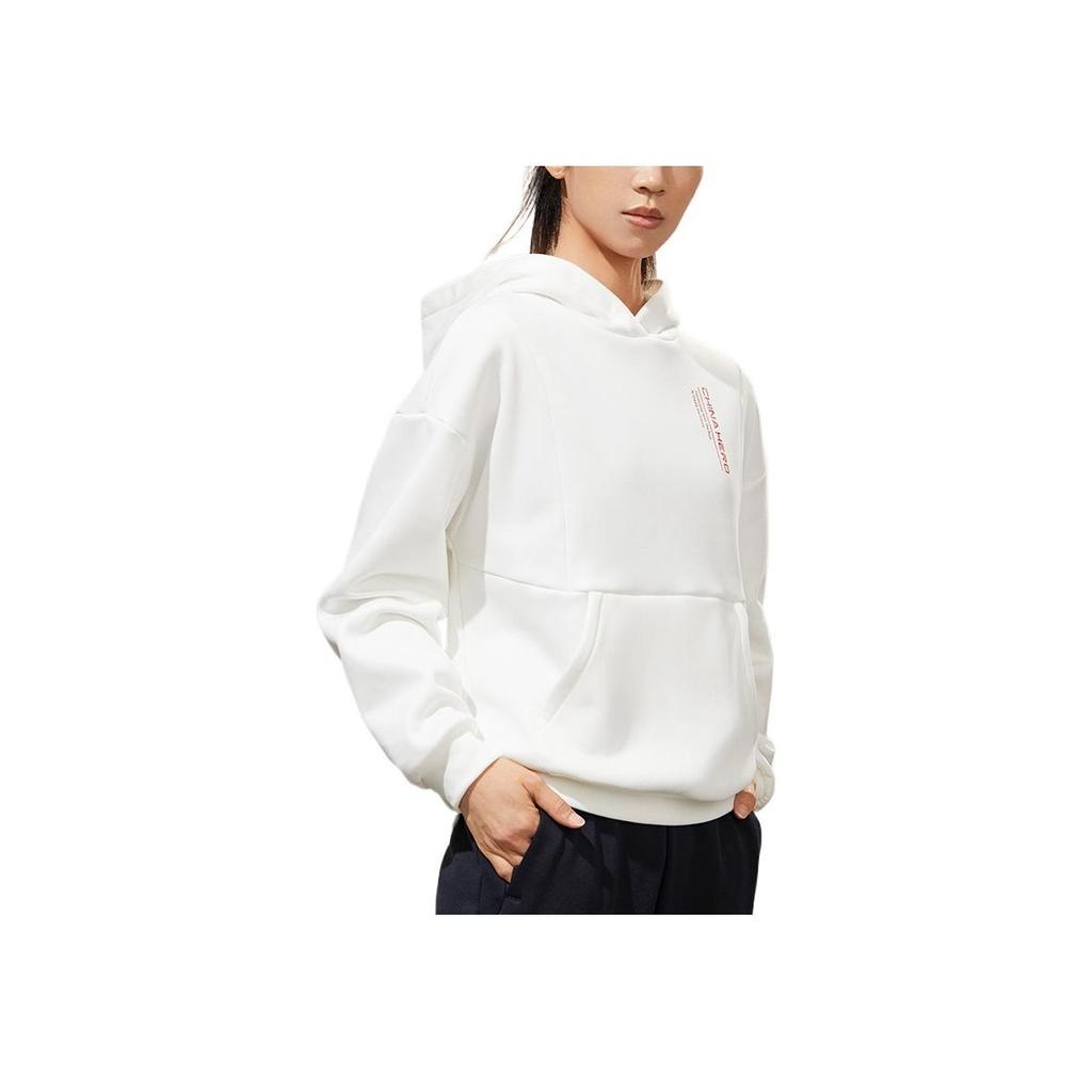 Anta Comprehensive Training Series Logo Letter Printed Pattern Hooded Pullover Long Sleeve Sweatshirt Women Sweatshirt White 162247715-4