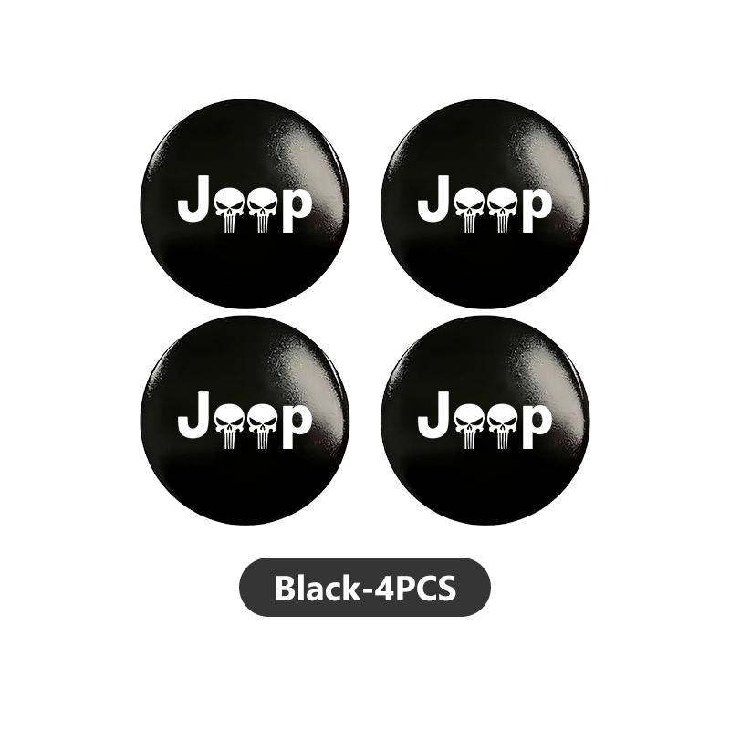 For Jeep 4pcs 3D Car Logo Wheel Center Hub Cap Dust-proof Badge Sticker Grand Cherokee Wrangler JK Renegade Gladiator Compass