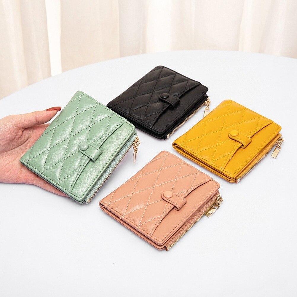 Genuine Leather Wallet Women's Compact Rhomboid Short Sheepskin Card Case 2021 Thin Cute Coin Purse