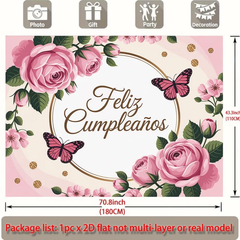 Party Backdrop Floral Flat Feliz Cumpleaos Events Wedding Coming Ceremony Four Photo Booth Background Front Door Decor