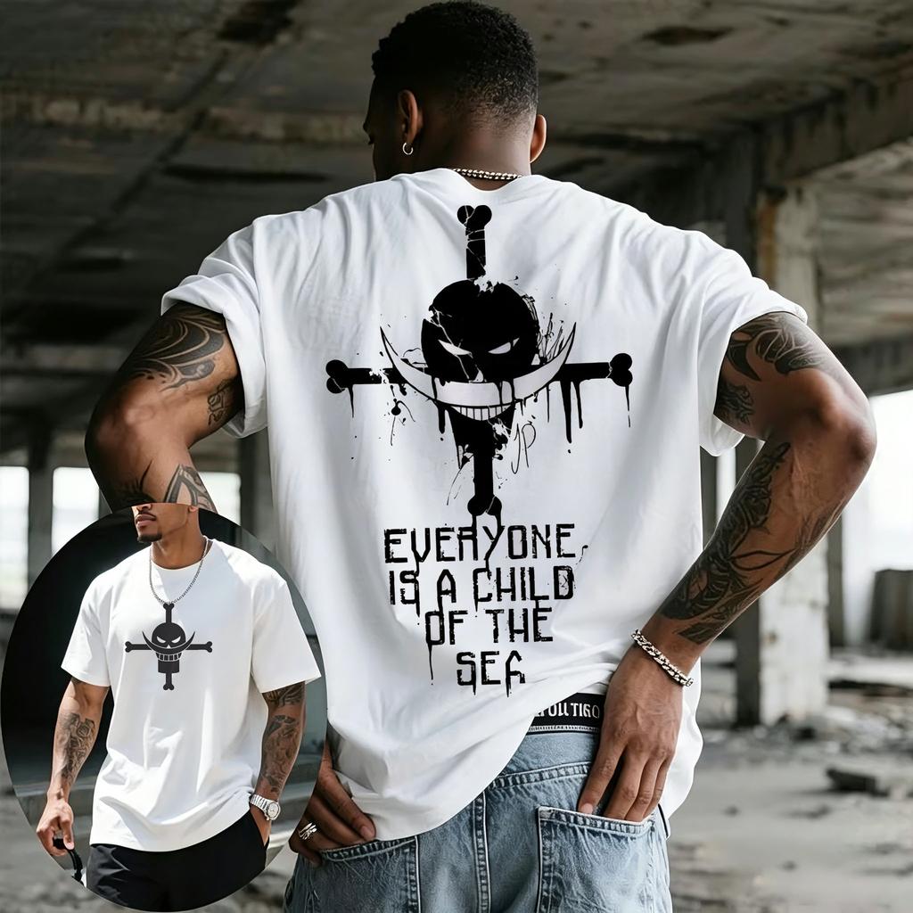 Summer New Arrival One Piece Pattern Tshirt unisex anime print casual shortsleeved fashionable streetwear top Y2K style