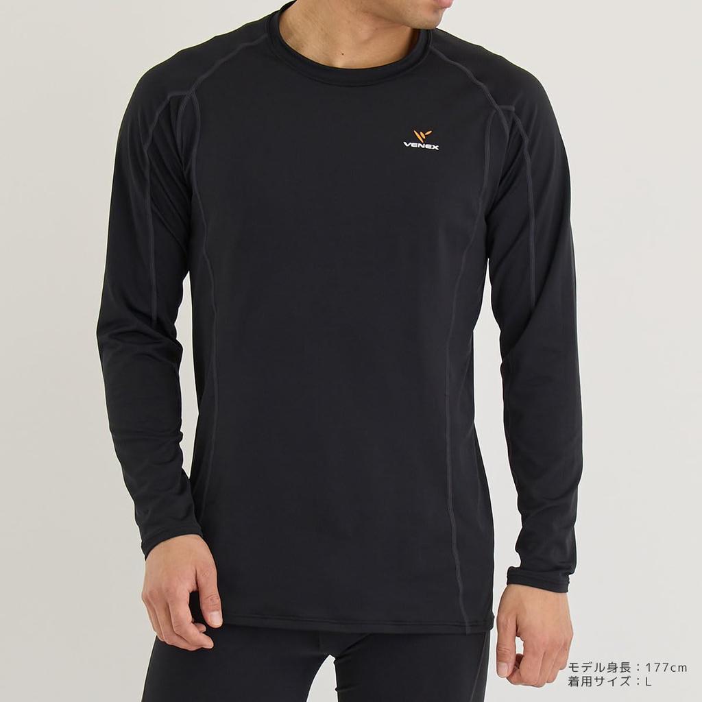 Venex Long Sleeve Recovery Size L Men's Recharge+ T-Shirt, Black, (6431)