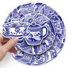 50 Chinese Style Blue & White Porcelain Stickers - Waterproof Graffiti Decoration for Journals & Cups