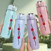 1PC Single Red Rose Thin Line Art Print 750ml Color Plastic Sports Water Bottle Leakproof Flip Straw Lid Suitable for Sports Office Home Use