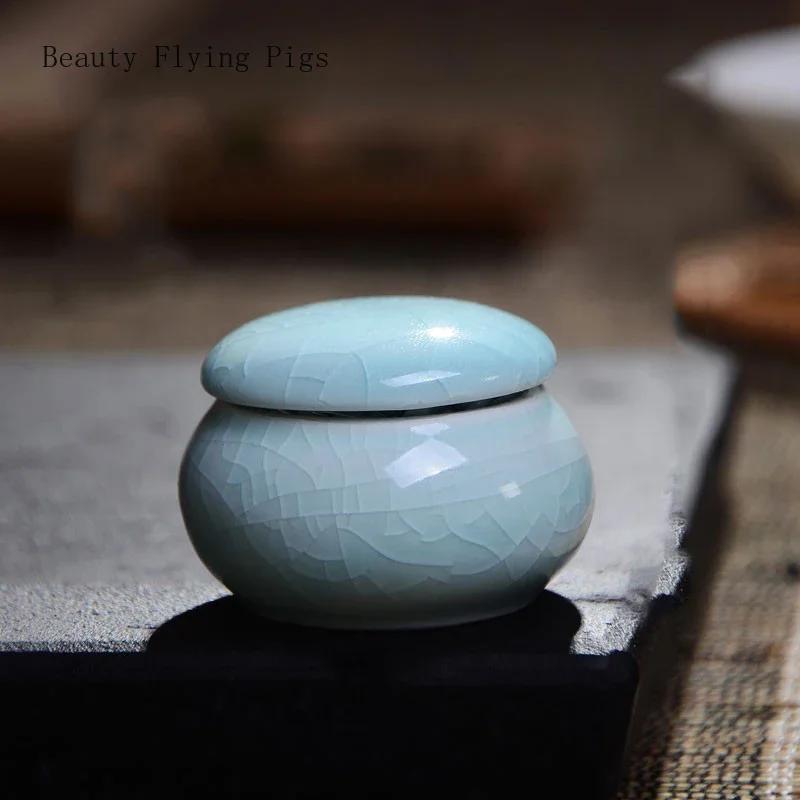 4pcs/lot Ceramic Mini Tea Cans Sealed Cans of Fragrant Powder Ceramic Pill Cans Pearl Powder Portable Travel Storage Tank