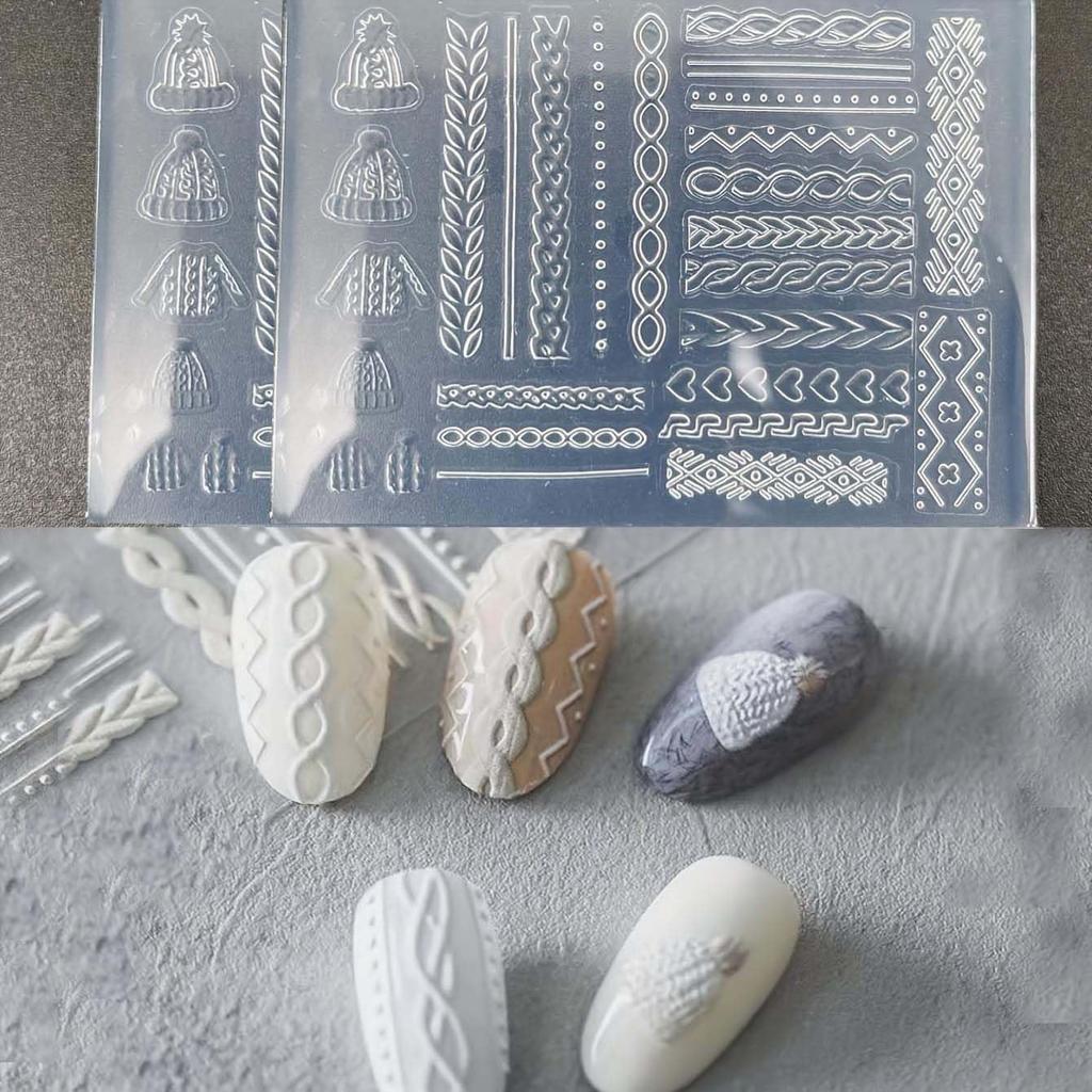 2 PCS Silicone Mold for 3D Sweater Pattern and Hat Line Embossed Decorations - DIY Crafts for Nail Art, Earrings, Necklaces, Phone Cases