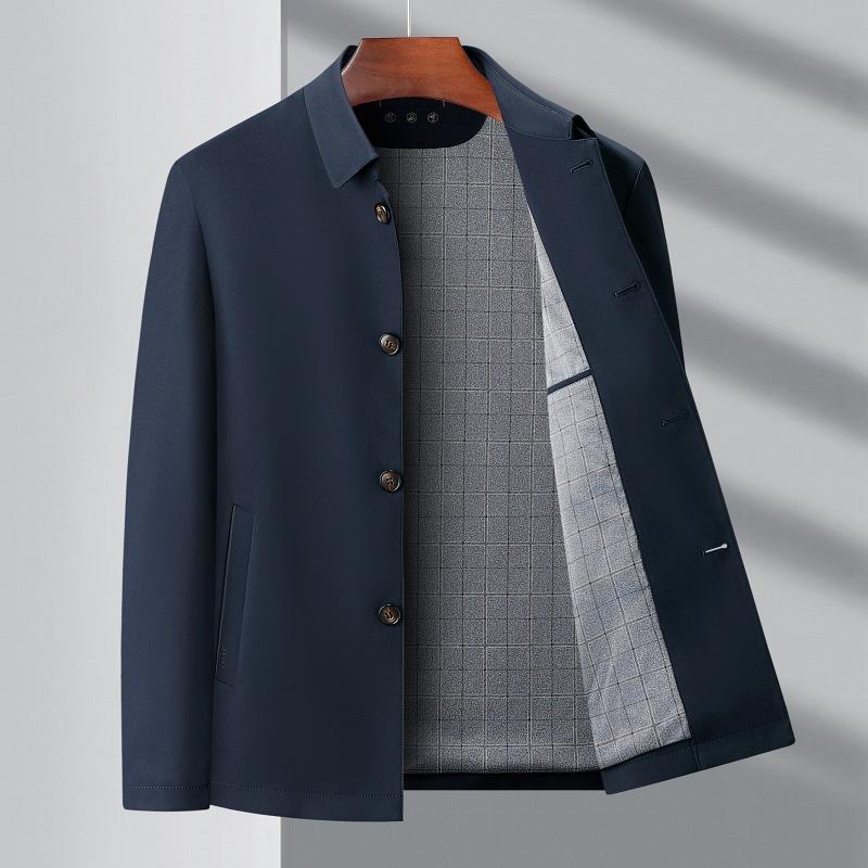 Men's Spring and Autumn Jacket Middle-aged High-end Business Casual Jacket Daddy Lapel Button Top