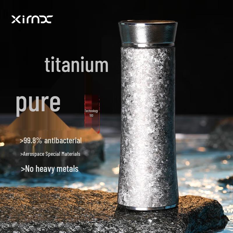 XIMX Portable Pure Titanium Insulated Water Bottle 400ml