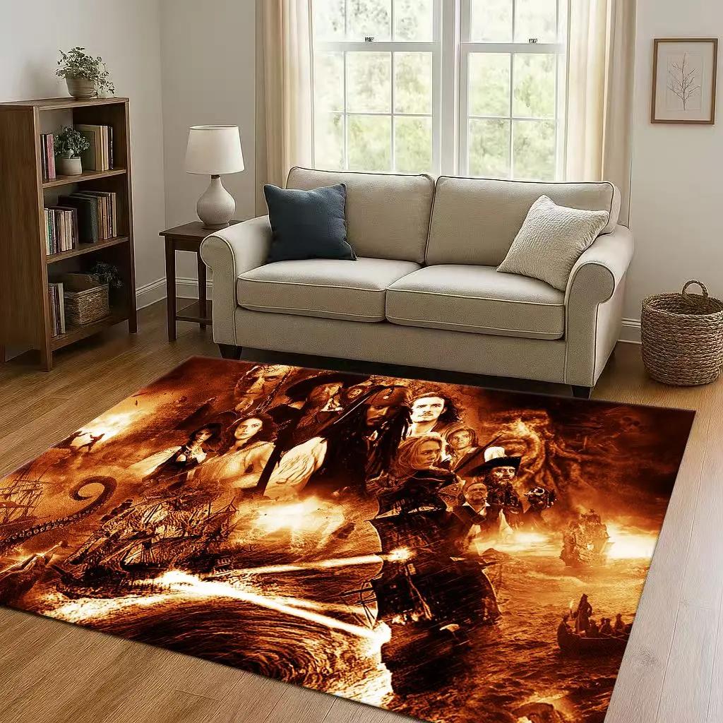 3D Pirates of The Caribbean Jack Johnny Depp Christmas Living Room Non-Slip Area Rug Carpet for Bedroom Sofa,Home Doormat