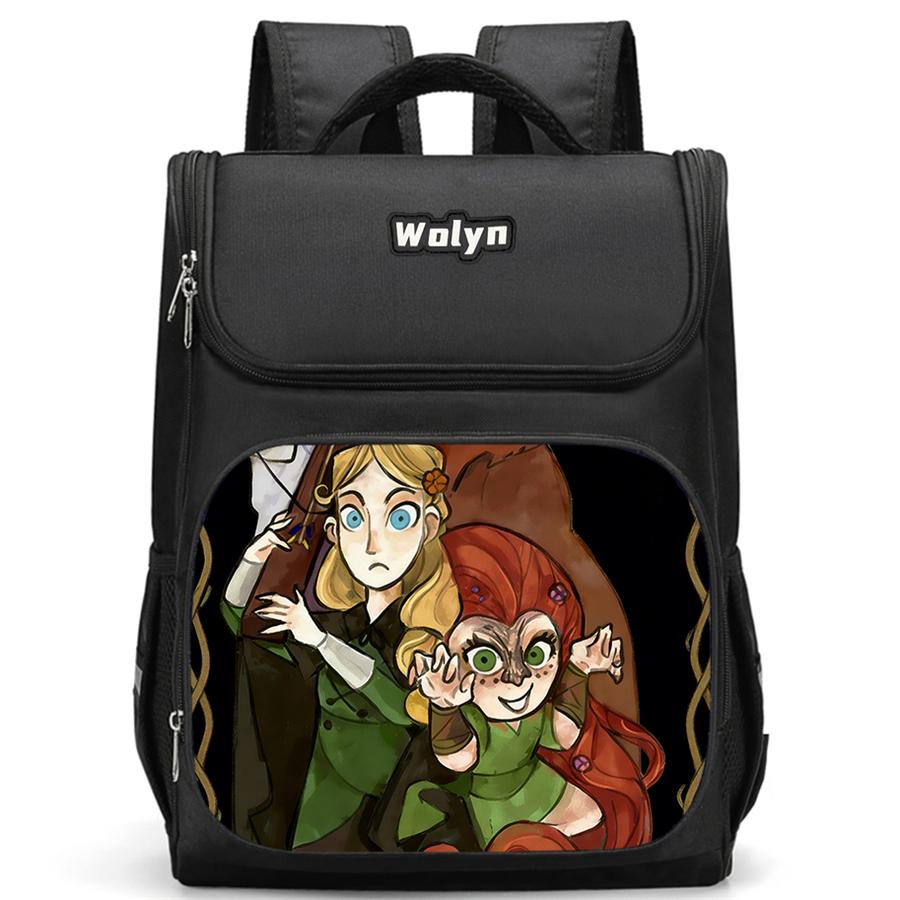 Schulrucksack mit mehreren Fächern, Geeignet für Jungen, Großer Cartoon-Wolfwalkers-Rucksack, Strapazierfähiger Kinderrucksack für 6-10
