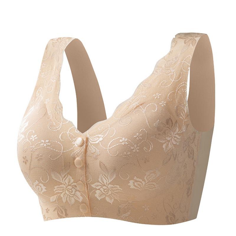 Plus Size Front Buckle Wireless Seamless Vest Style Bra For Middle Aged Women