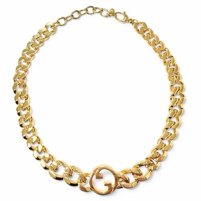 Flot GUCCI choker Blondie Kæde Halskæde Sammenlåsende G guld Kvinder 774555 Brugt