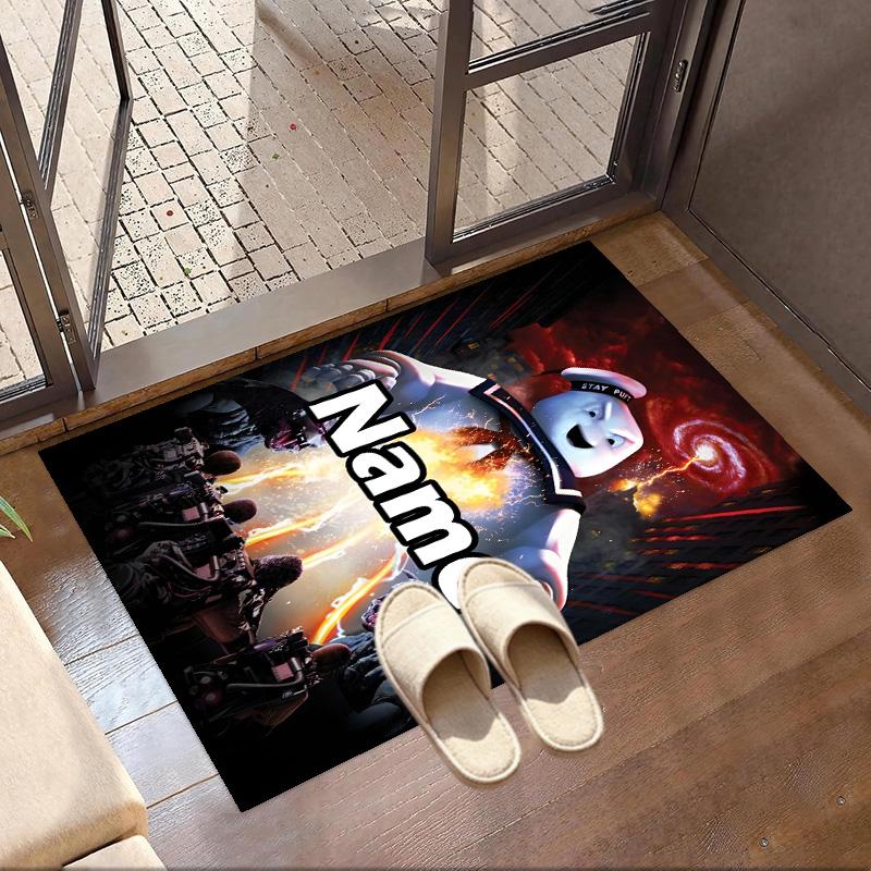 Custom Name Personalized Ghostbusters Print Carpet, Versatile Home Decor Rug, for Playroom, Apartment, Balcony, Entryway, Hallway Gift