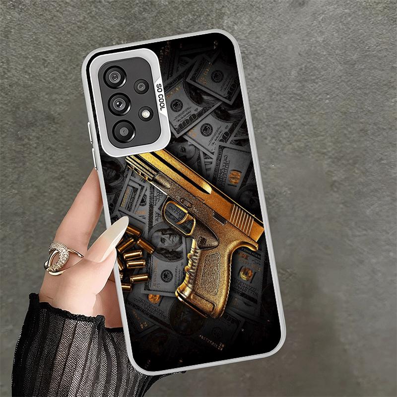 Goldene Waffenkugeln AK47 Pistole Weiche Handyhülle für Samsung A17 A16 A15 A14 A13 A57 A56 A55 A54 A53 A37 A36 A35 A34 A33 A26 A25 A2
