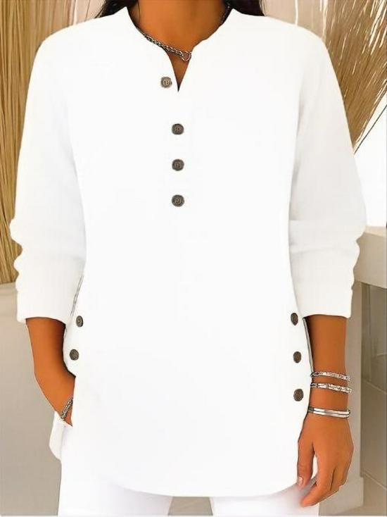 European & American Solid Corduroy V-Neck Long Sleeve Women's Top, Autumn Winter 2025.