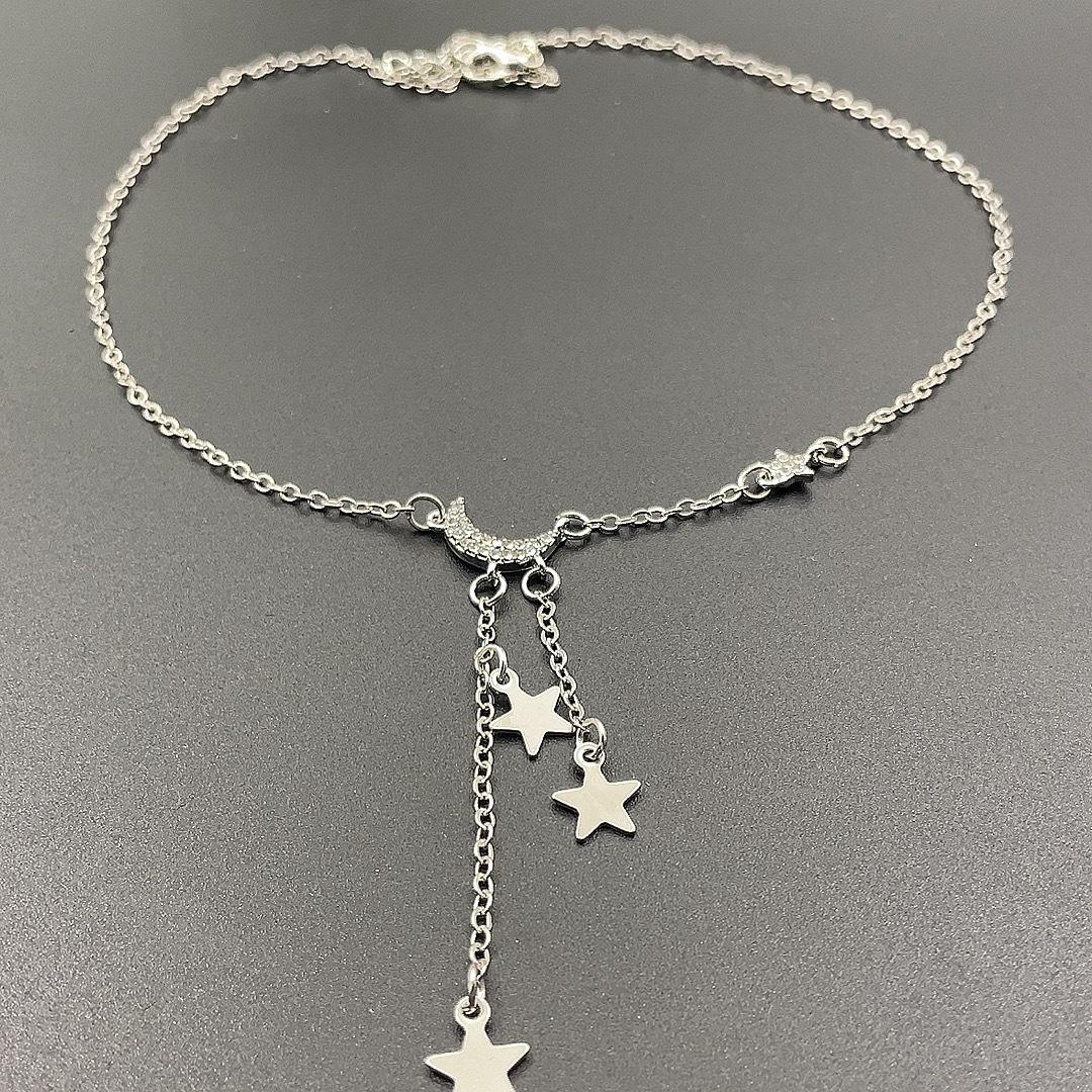 Star and Moon Tassel Pendant: Elegant, Luxurious, Fashionable Collarbone Necklace for Women Electroplated