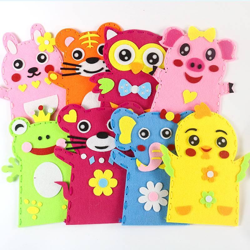 Children's Diy Craft Kit Non-woven Fabric Cartoon Animal Hand Puppets Kindergarten Handicraft Toy Set Characters)