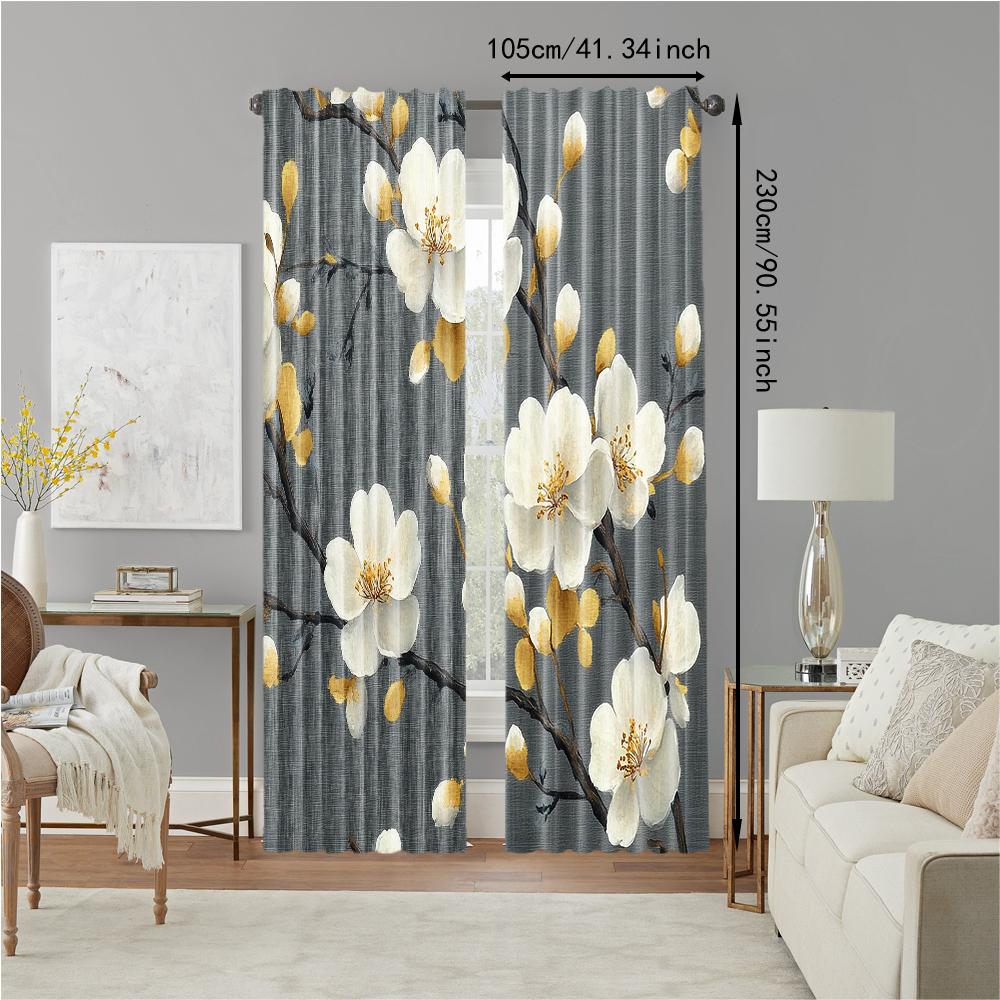 2 pcs   versatile polyester transparent curtains for home decoration Grey for use in bedrooms and living rooms