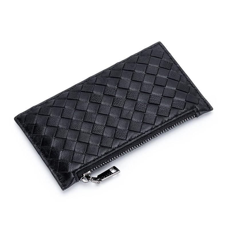 Reine Lammfell Handgewebte Münzbörse Clutch Tasche Leder Lose Geld Geldbörse Karten