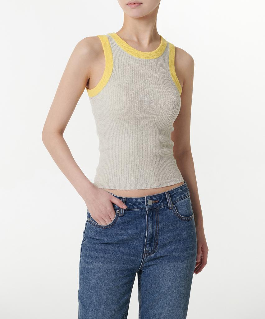 MUSINSA STANDARD WOMAN Women'S Mini Boucle Ringer Knit Sleeveless Top [Mushroom]