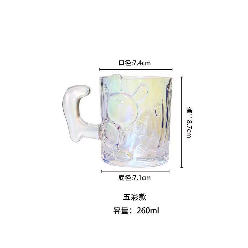 

Кролик расписанный вручную стеклянный стаканчик Высокое качество внешнего вида Бытовая расписанные стаканы для сока Вода Питьевая чашка Лед Кофейная посуда 260ml