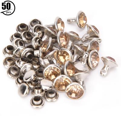 50 Sets Rhinestone Rivets Crystal Diamond Studs Leather Craft Bag Clothes Decoration