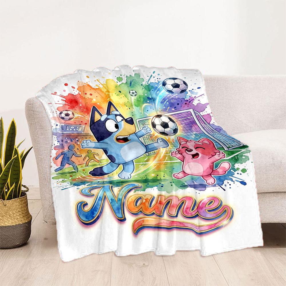 Christmas Soccer Fun Personalized Name Blanket Throw Personalized Blanket Soft & Cozy Perfect for Bedding Office Office Chair Home Decor