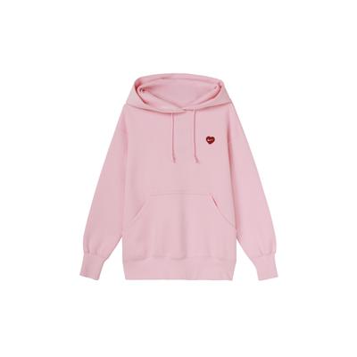 Solid Color Heart Logo Hoodie Women Sweatshirt Pink FD9932-690