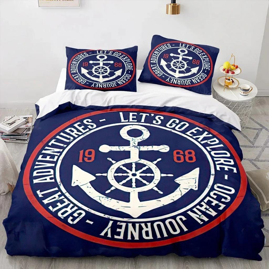 Luxury New 3D Print New Nautical Ocean Anchor Bedding Sets Ocean Spirit Duvet Cover King Queen Single Bed Linen  Teens Boys Gift