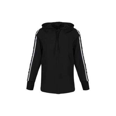 Klassische Colorblock-Streifen-Kapuzen-Reißverschlussjacke Damenjacke Schwarz EH6485